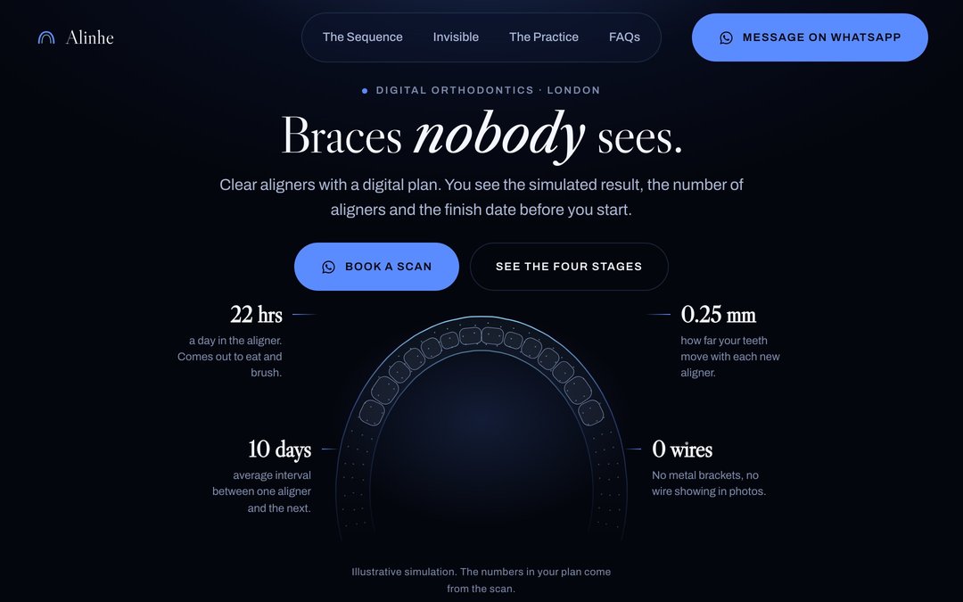 Preview of the Alinhe Digital Orthodontics website